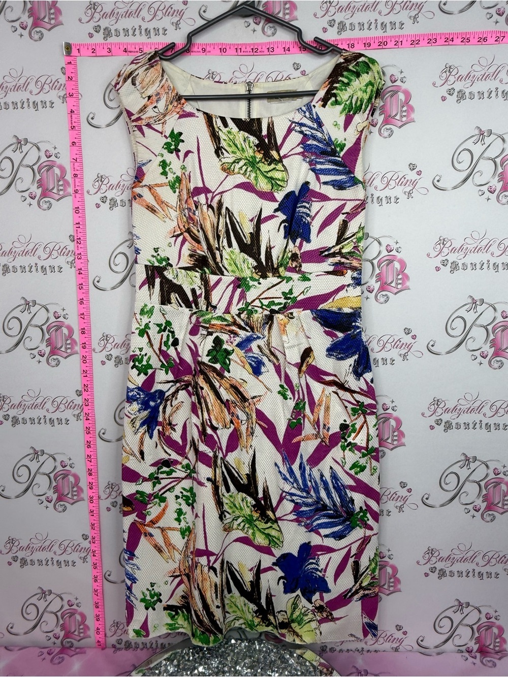 SEIKI Sleeveless Floral Midi Dress in Ivory with Green & Purple